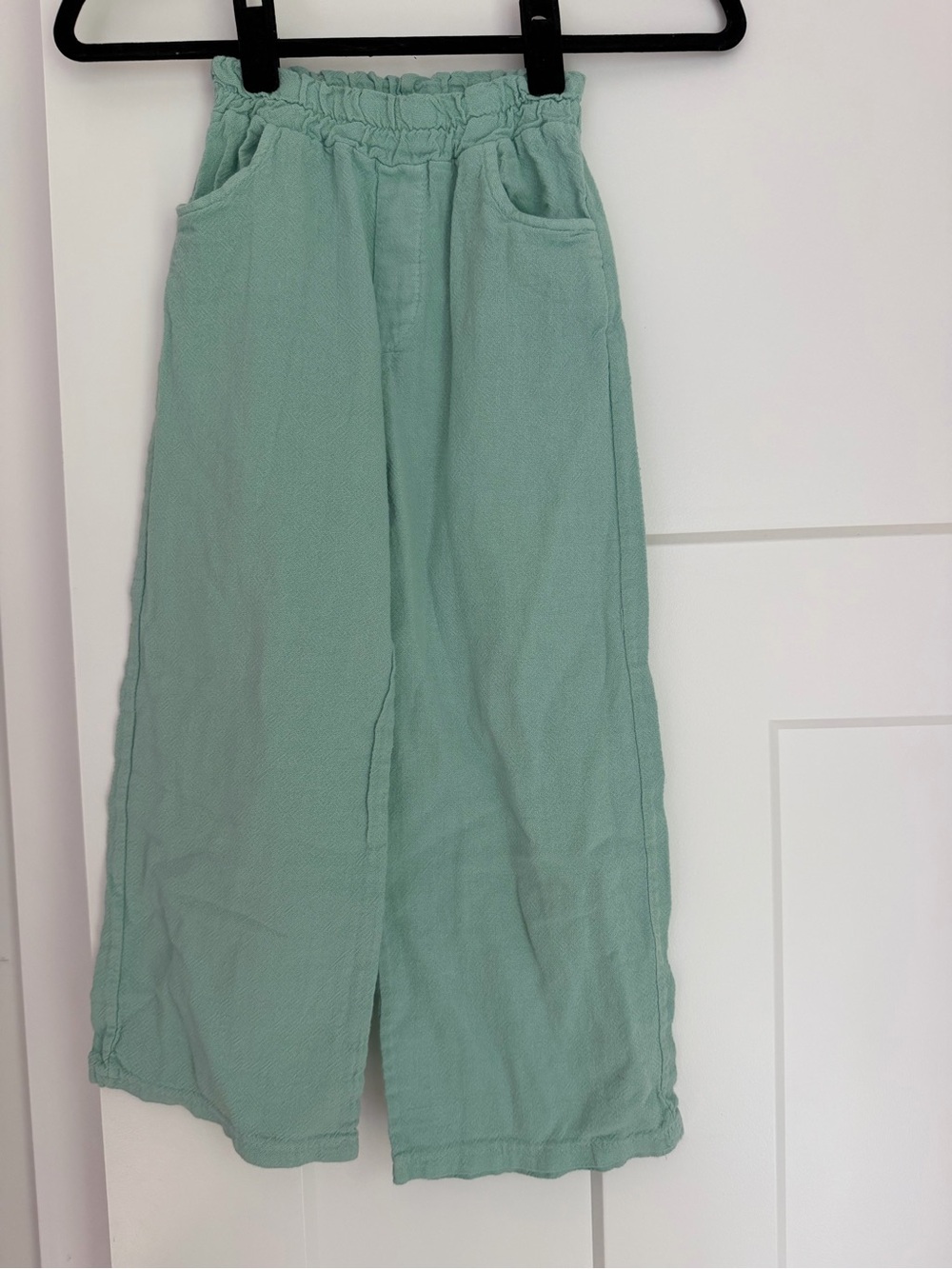 Kids Mint Green Wide-Leg Sweatpants with Elastic Waist